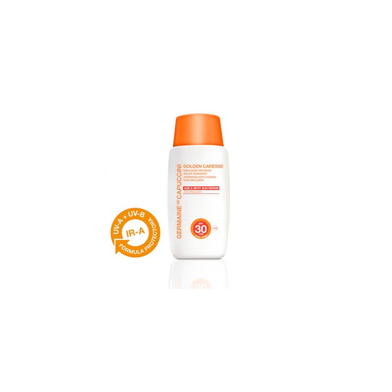 Golden Caresse. Emulsión Antiedad Solar Avanzada SPF30 y SPF50 - GERMAINE DE CAPUCCINI